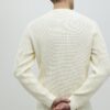 Krämfärgad slim fit-tröja i våffelstickat