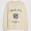 Krämfärgad slim fit-tröja med broderi