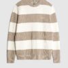 Krämfärgad slim fit-tröja med randiga ribbade block