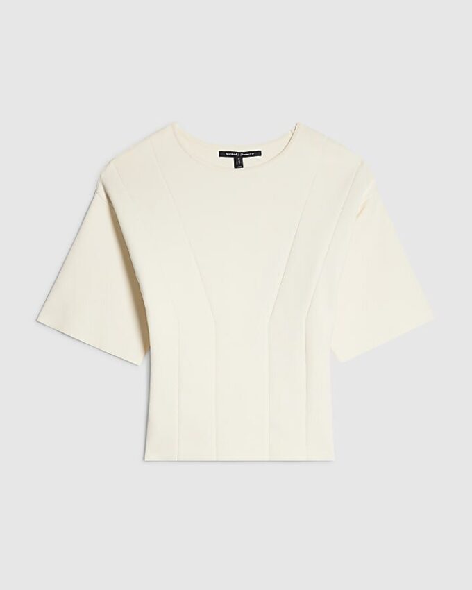 Krämfärgad T-shirt-tröja