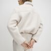 Krämfärgad texturerad Harrington-jacka med dragkedja