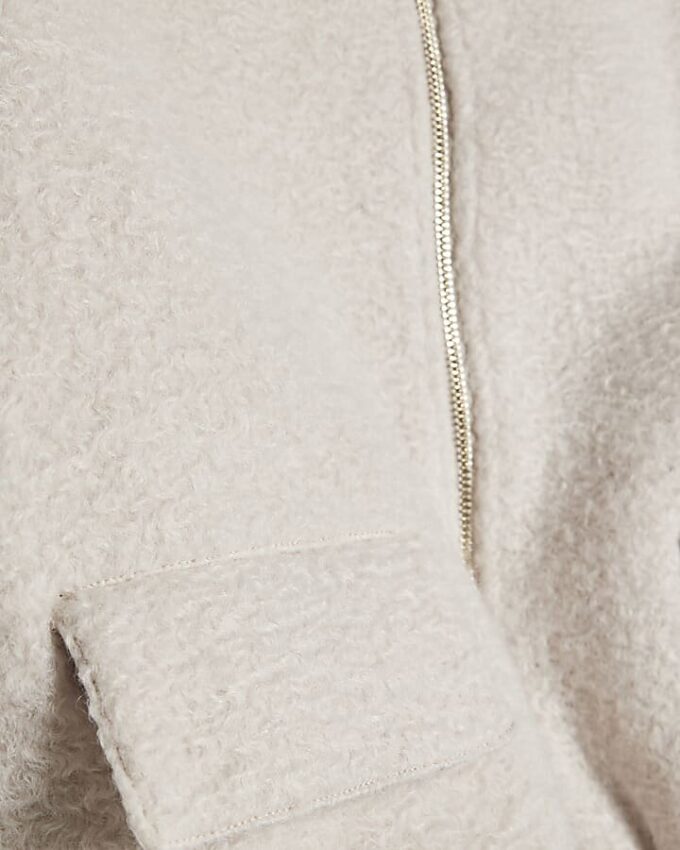 Krämfärgad texturerad Harrington-jacka med dragkedja