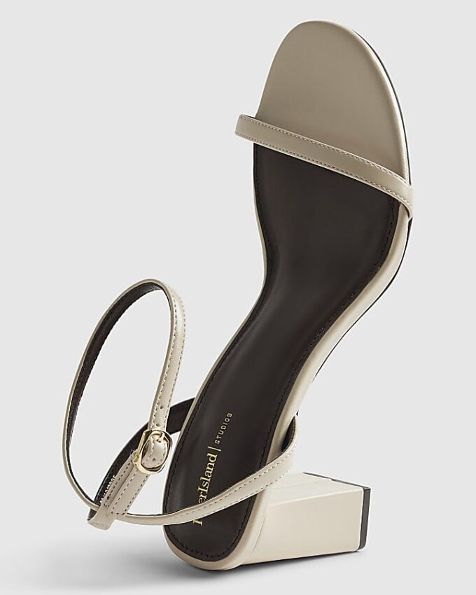 Cream Wide Fit Block Heeled Open Toe Sandals