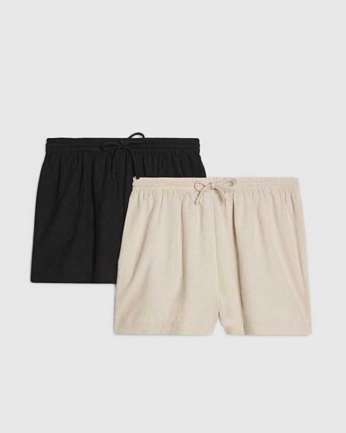 Krämsvarta shorts i linneblandning