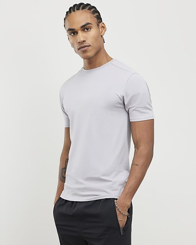 Lila muskelfit-T-shirt