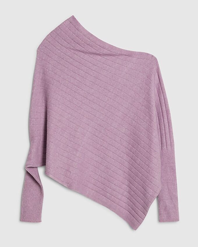 Lila ribbad off shoulder-tröja