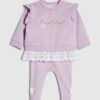 Lila vackert sweatshirtset för babyflickor