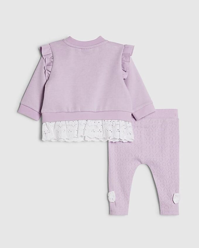 Lila vackert sweatshirtset för babyflickor