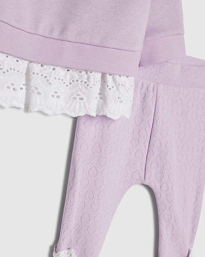 Lila vackert sweatshirtset för babyflickor