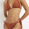 Lila vändbar flätad bikinitrosa