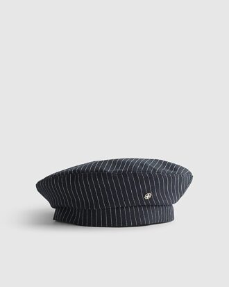 Marinblå beret med nålstreck