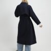 Marinblå dubbelknäppt trenchcoat med bälte