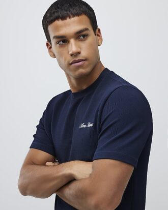 Marinblå kortärmad slim fit Ame Saint T-shirt