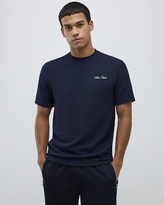 Marinblå kortärmad slim fit Ame Saint T-shirt