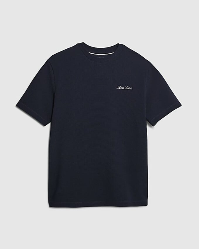 Marinblå kortärmad slim fit Ame Saint T-shirt