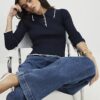 Marinblå långärmad polotröja