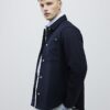 Marinblå overshirt med rundad fåll