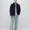Marinblå overshirt med rundad fåll