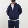 Marinblå oversized hoodie med dragkedja