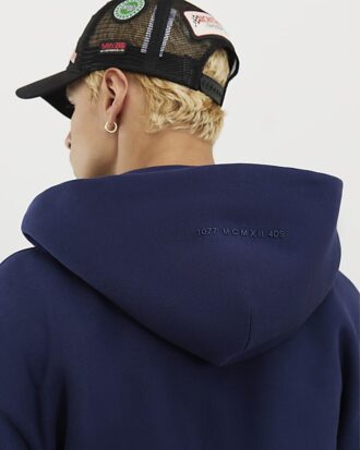 Marinblå oversized hoodie med dragkedja