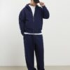 Marinblå oversized hoodie med dragkedja
