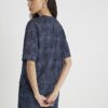 Marinblå premium-T-shirt med boxig passform och skrynklig effekt