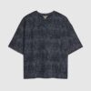 Marinblå premium-T-shirt med boxig passform och skrynklig effekt