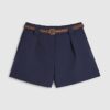 Marinblå skräddarsydda shorts med flätat bälte