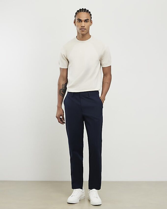Marinblå slim fit-chinos