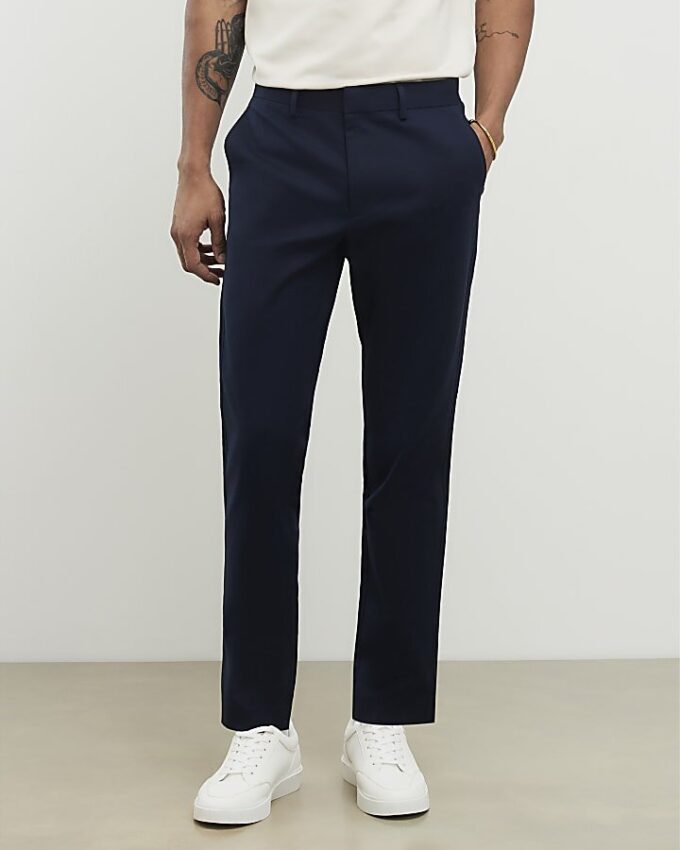 Marinblå slim fit-chinos