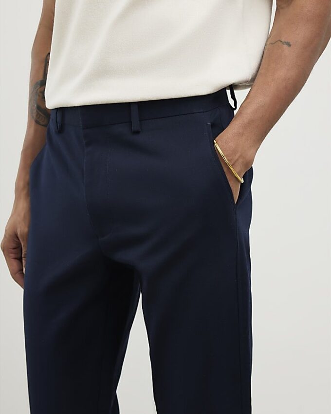 Marinblå slim fit-chinos