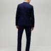 Marinblå slim fit-kostymbyxor med rutmönster