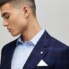 Marinblå slim fit-kostymjacka med rutmönster Marinblå slim fit-kostymjacka med rutmönster