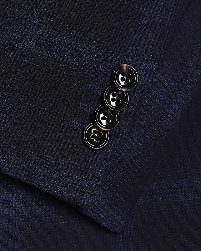 Marinblå slim fit-kostymjacka med rutmönster Marinblå slim fit-kostymjacka med rutmönster