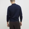 Marinblå slim fit-polotröja med dragkedja