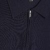 Marinblå slim fit-polotröja med dragkedja