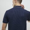 Marinblå slim fit-polotröja med kvartslång dragkedja