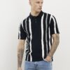 Marinblå slim fit-polotröja med ränder