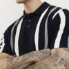 Marinblå slim fit-polotröja med ränder