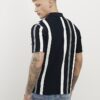Marinblå slim fit-polotröja med ränder