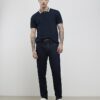 Marinblå slim fit-polotröja med rutig krage