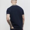 Marinblå slim fit-polotröja med rutig krage