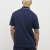 Marinblå slim fit-polotröja med textur och dragkedja