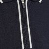 Marinblå slim fit-polotröja med textur och dragkedja