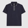 Marinblå slim fit-polotröja med textur och dragkedja