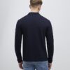 Marinblå slim fit-polotröja med texturerad dragkedja