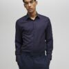 Marinblå slim fit premium formell skjorta