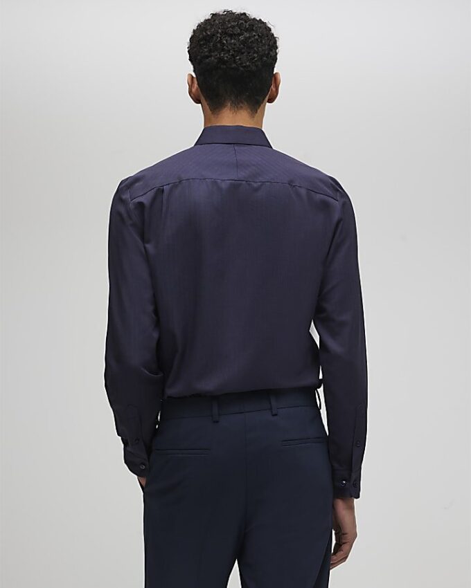 Marinblå slim fit premium formell skjorta