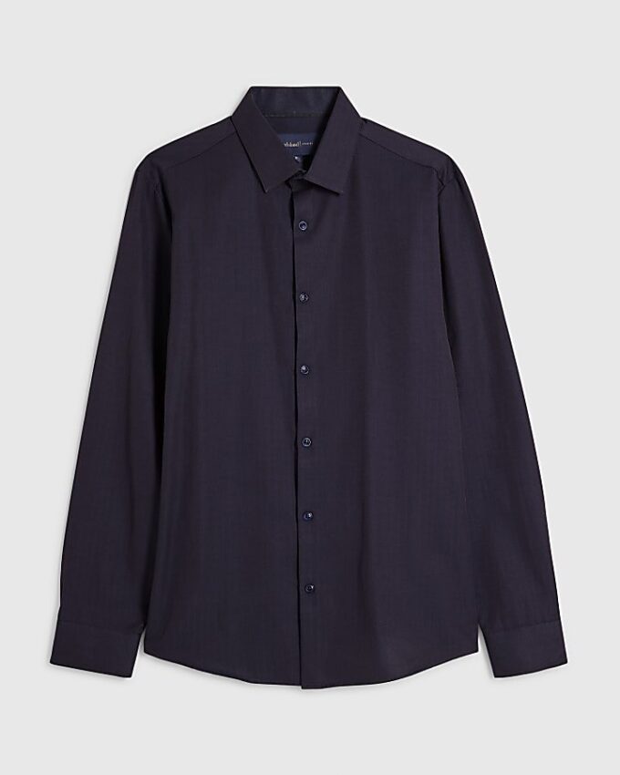 Marinblå slim fit premium formell skjorta