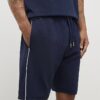 Marinblå slim fit-shorts med texturerad kant
